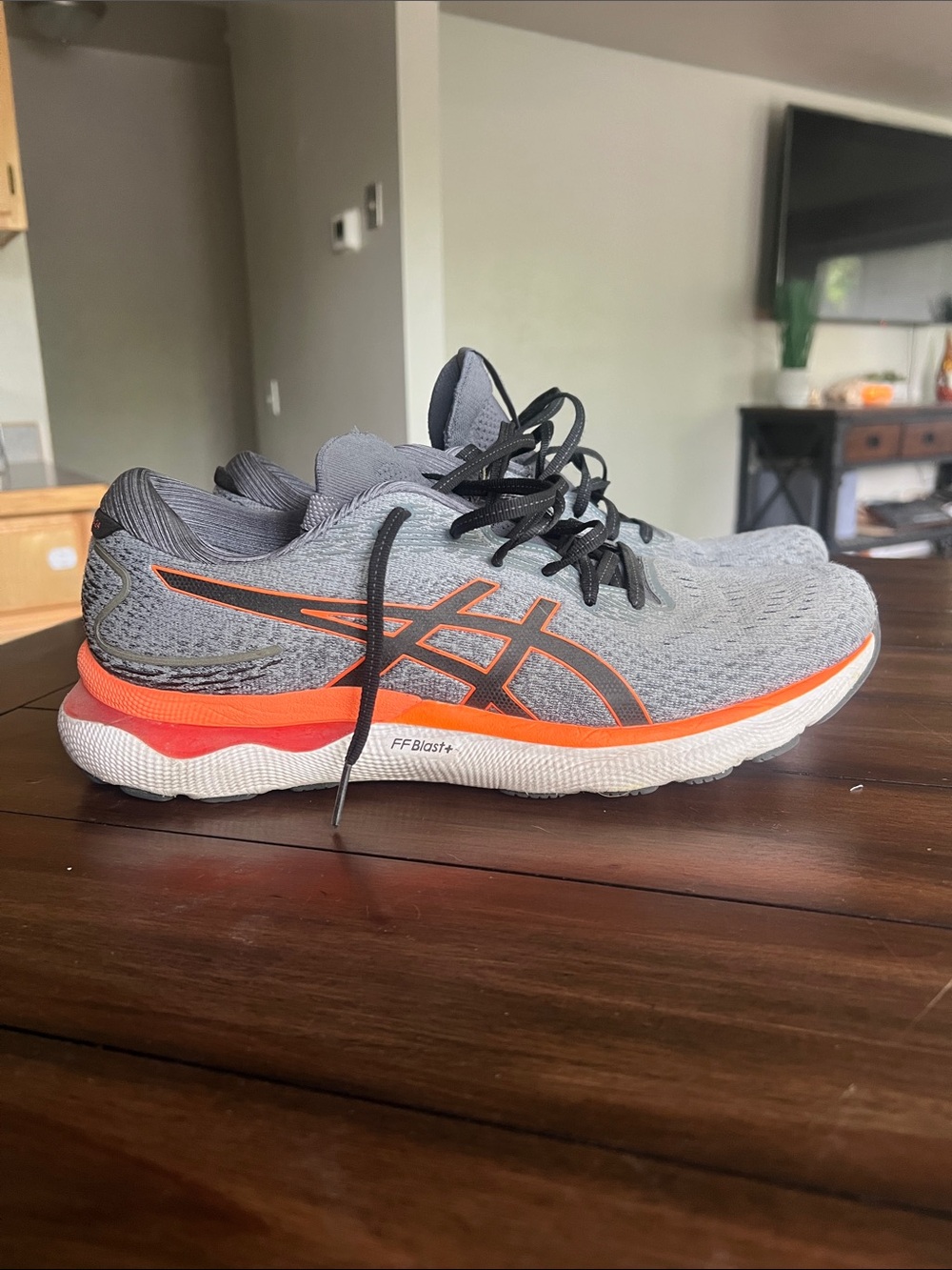 Asics Gray & Orange Athletic Running Sneakers